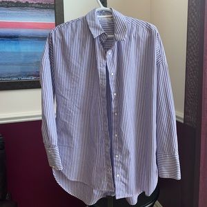 Women’s small oversized striped dress shirt